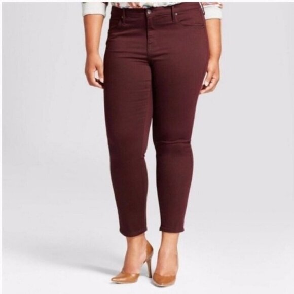 Zenana Womens Burgundy Skinny Jeans 1X - Sustainable & Ethical - Picture 8 of 9